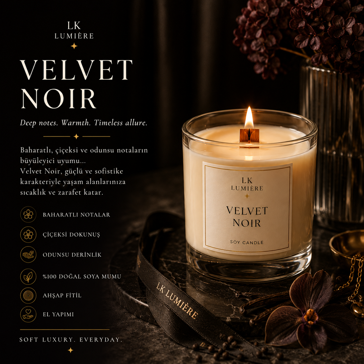 Velvet Noir Soy Candle - Small