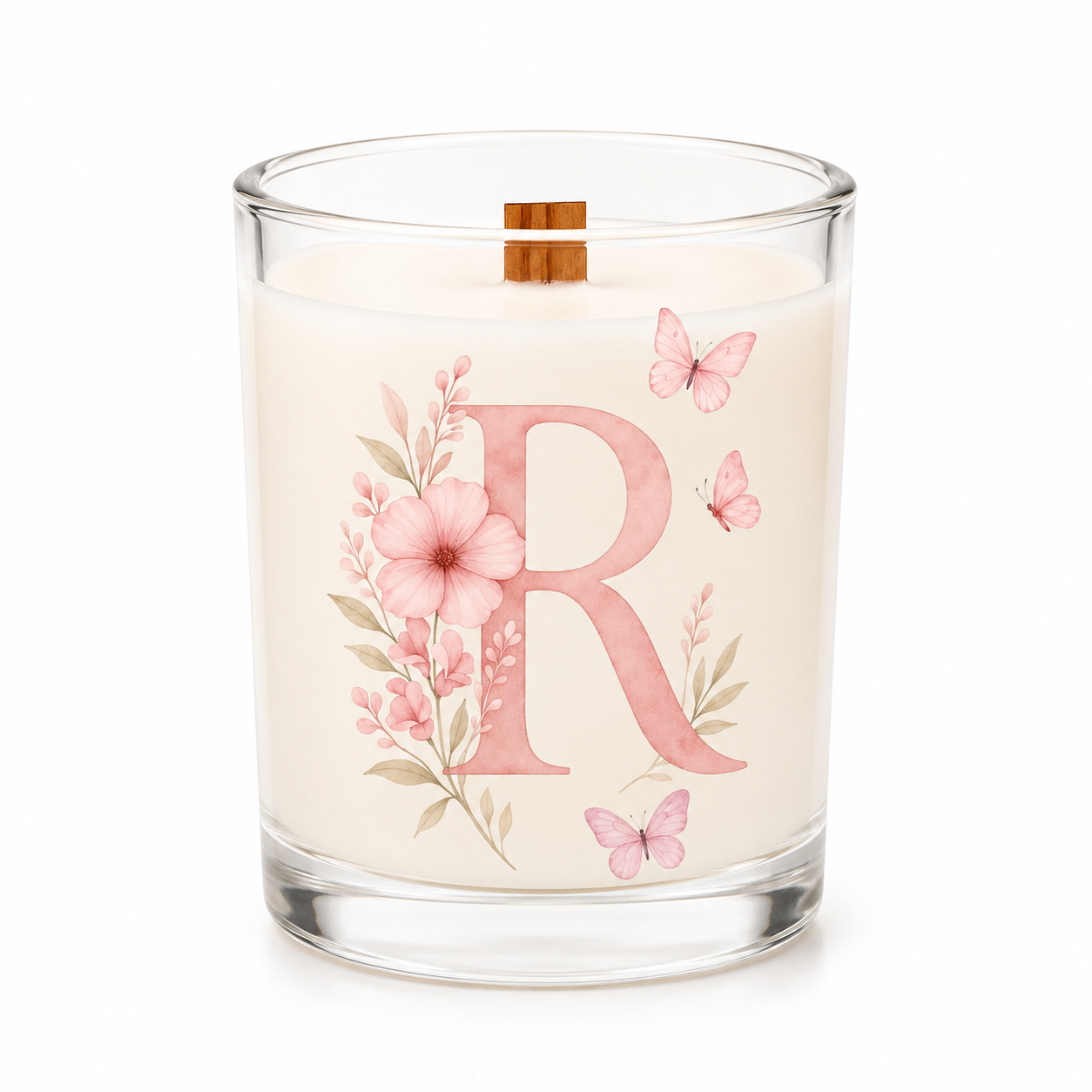 Harfli Çiçekli Kişiye Özel Soy Candle