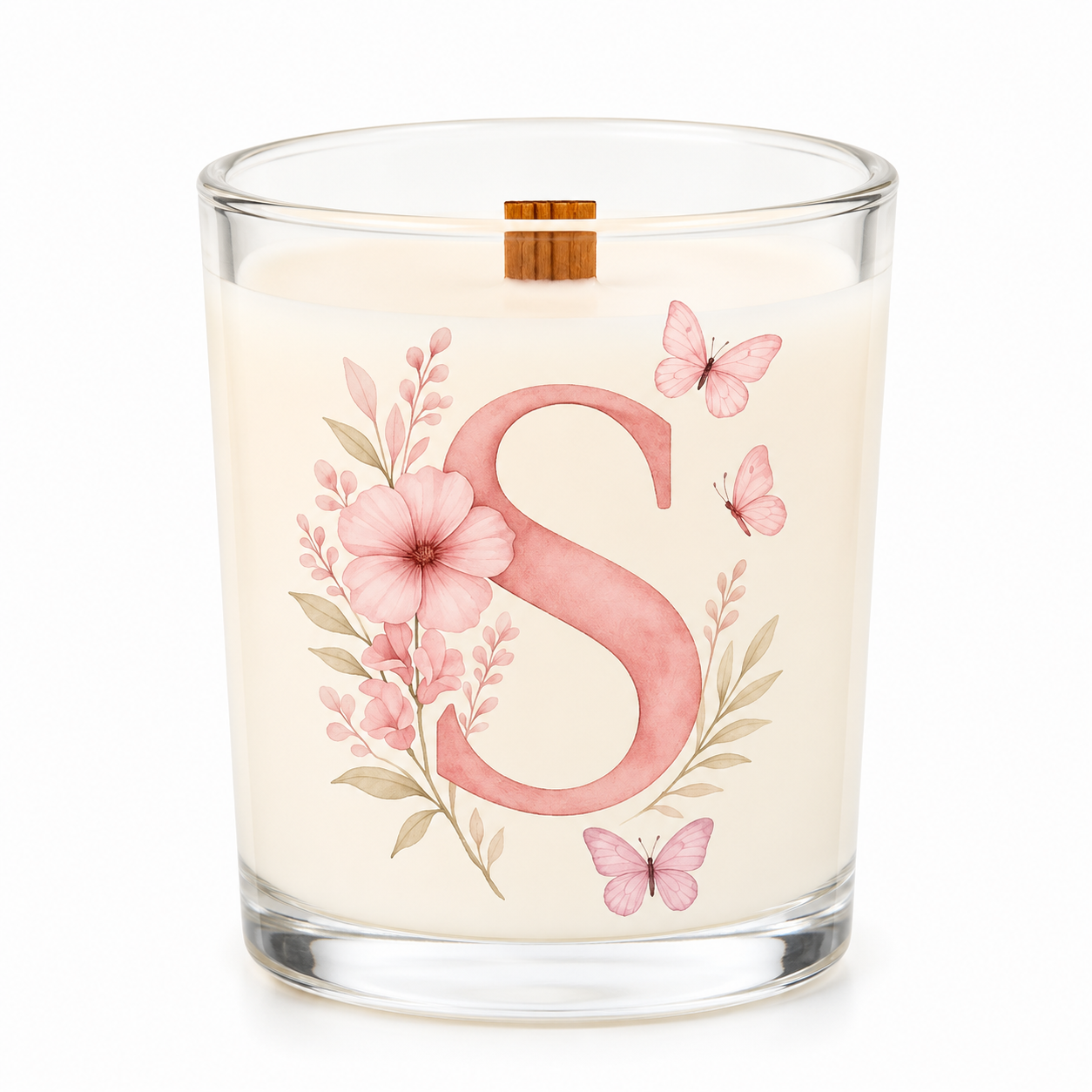 Harfli Çiçekli Kişiye Özel Soy Candle