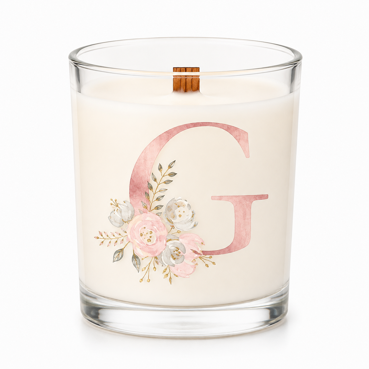 Harfli Çiçekli Kişiye Özel Soy Candle