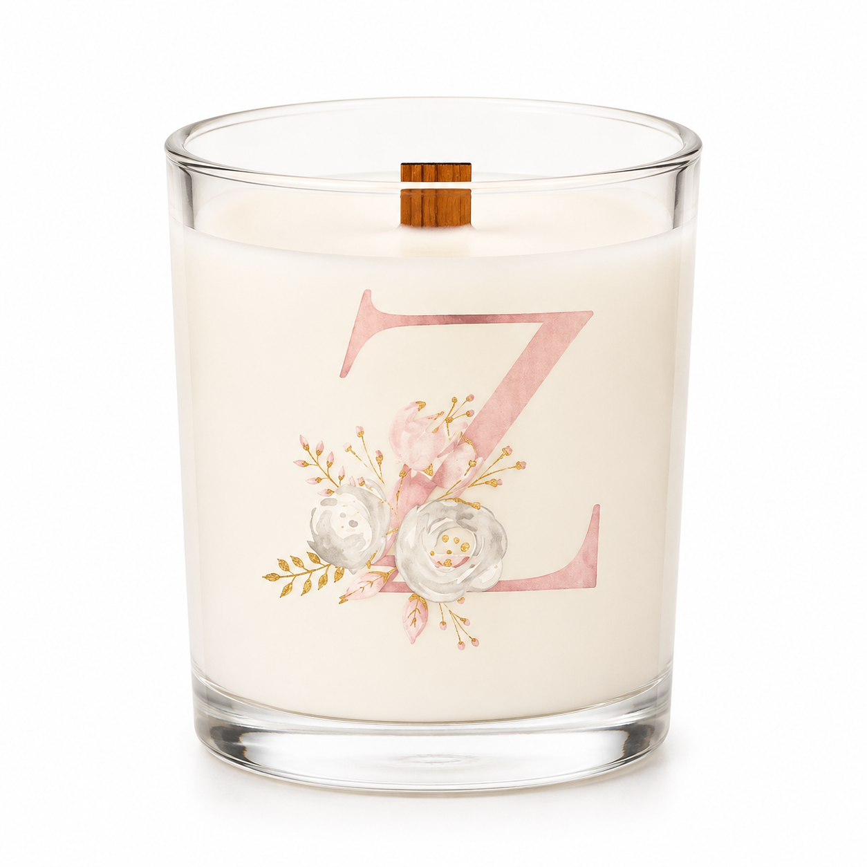 Harfli Çiçekli Kişiye Özel Soy Candle