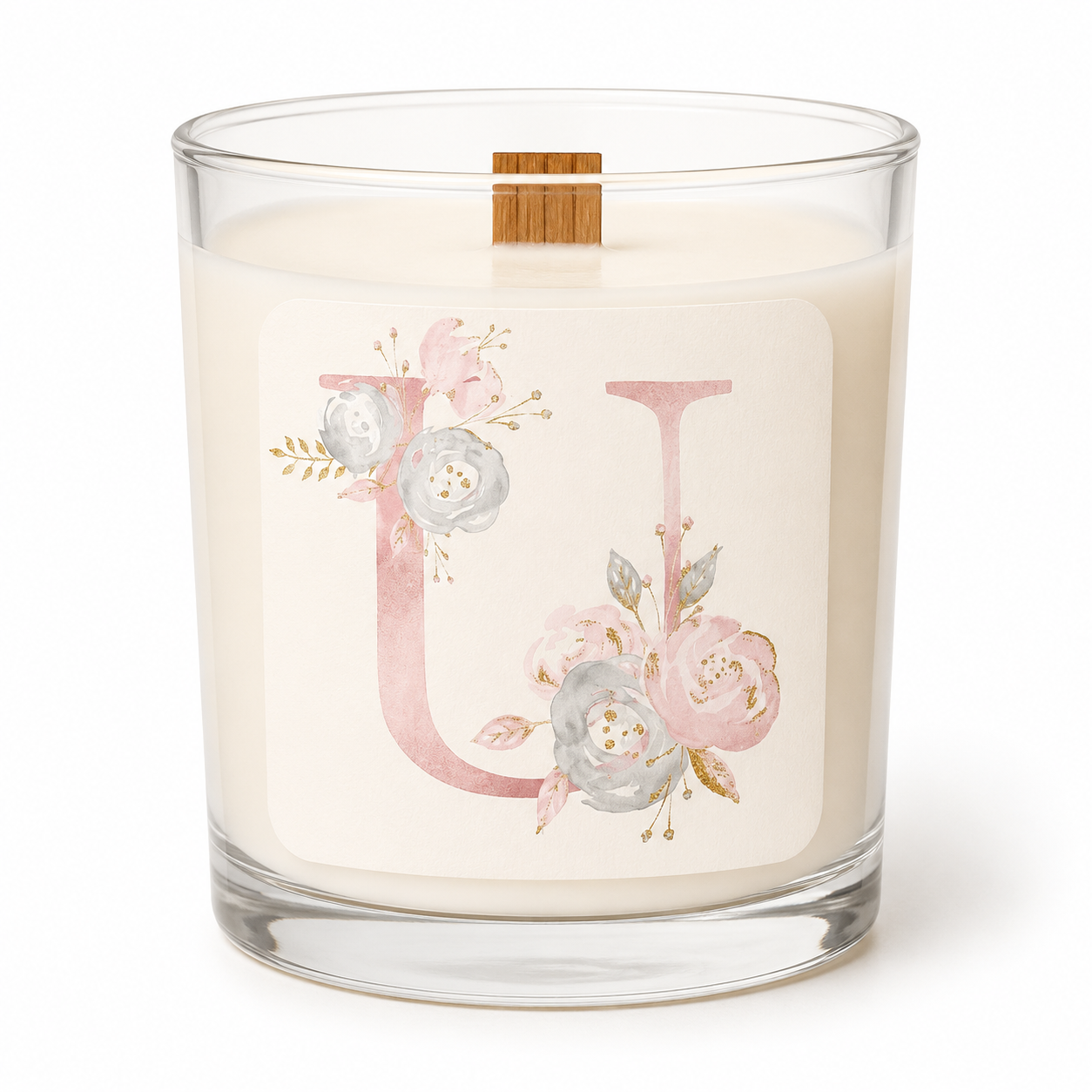 Harfli Çiçekli Kişiye Özel Soy Candle