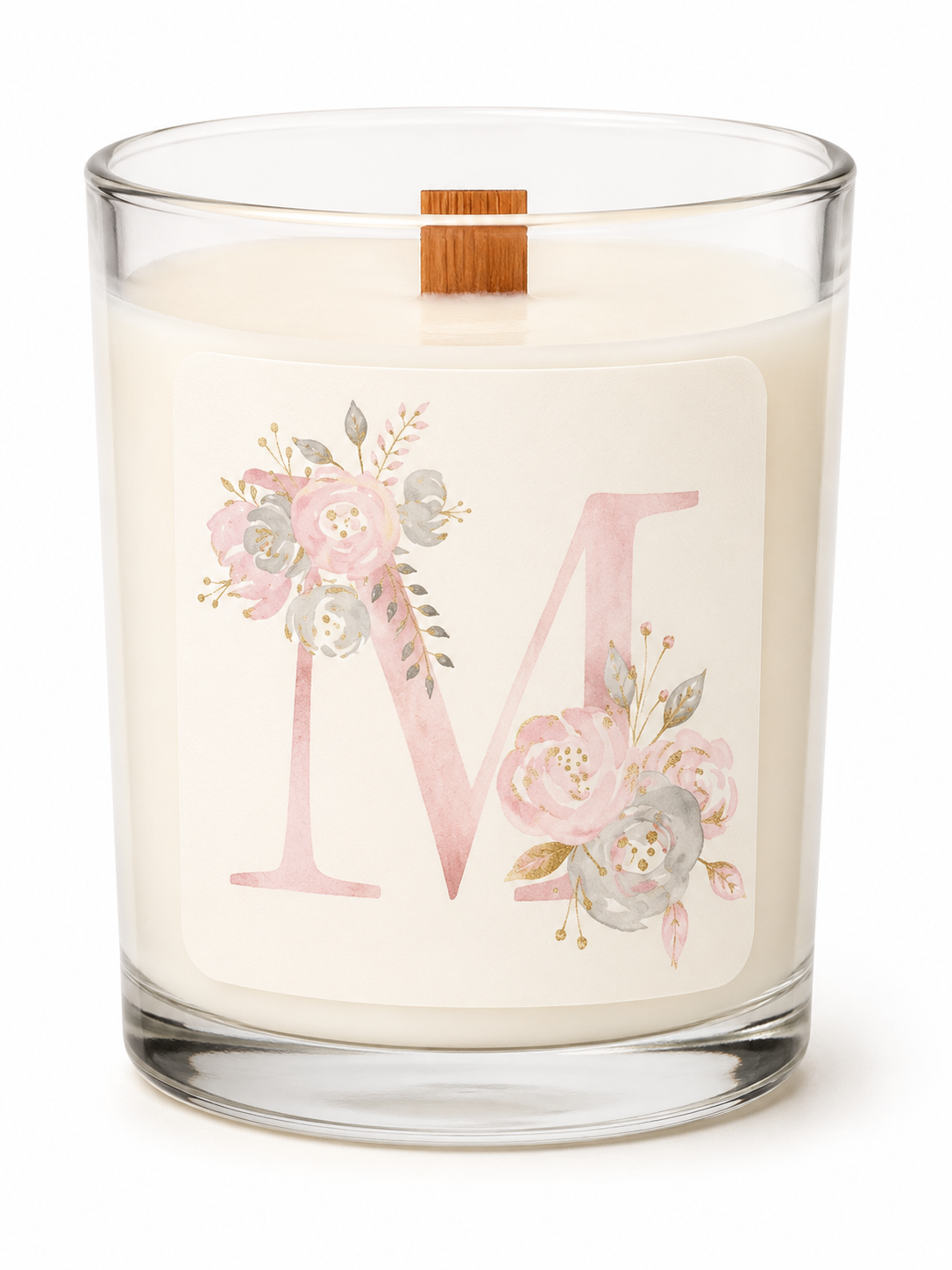Harfli Çiçekli Kişiye Özel Soy Candle