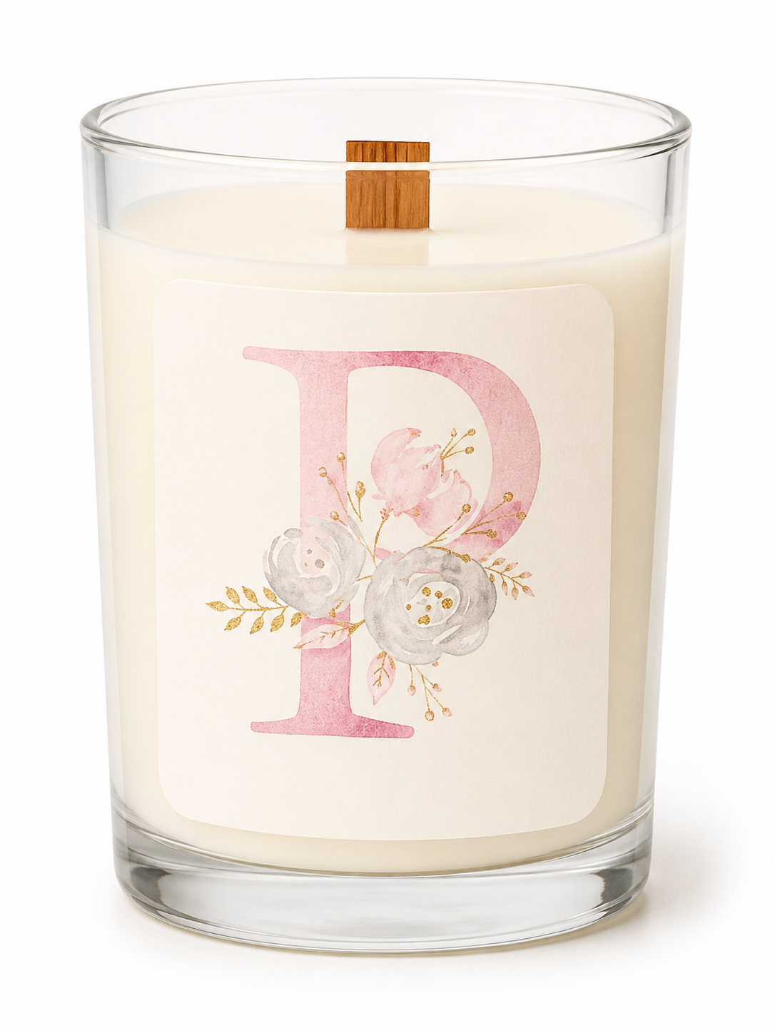 Harfli Çiçekli Kişiye Özel Soy Candle