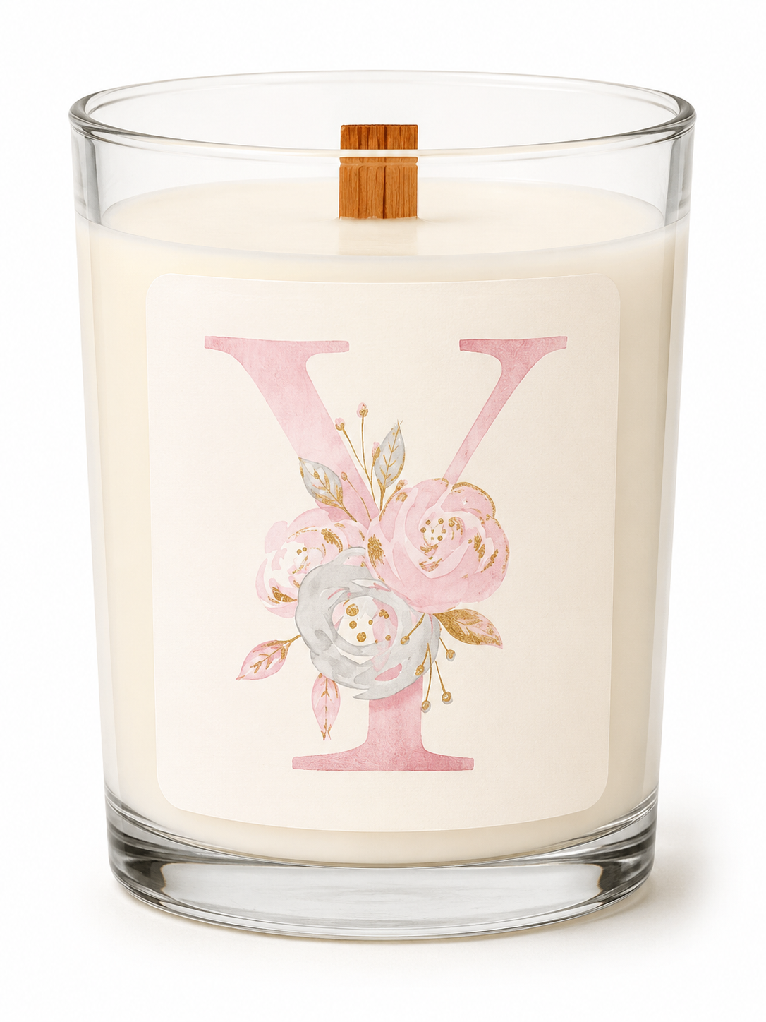 Harfli Çiçekli Kişiye Özel Soy Candle