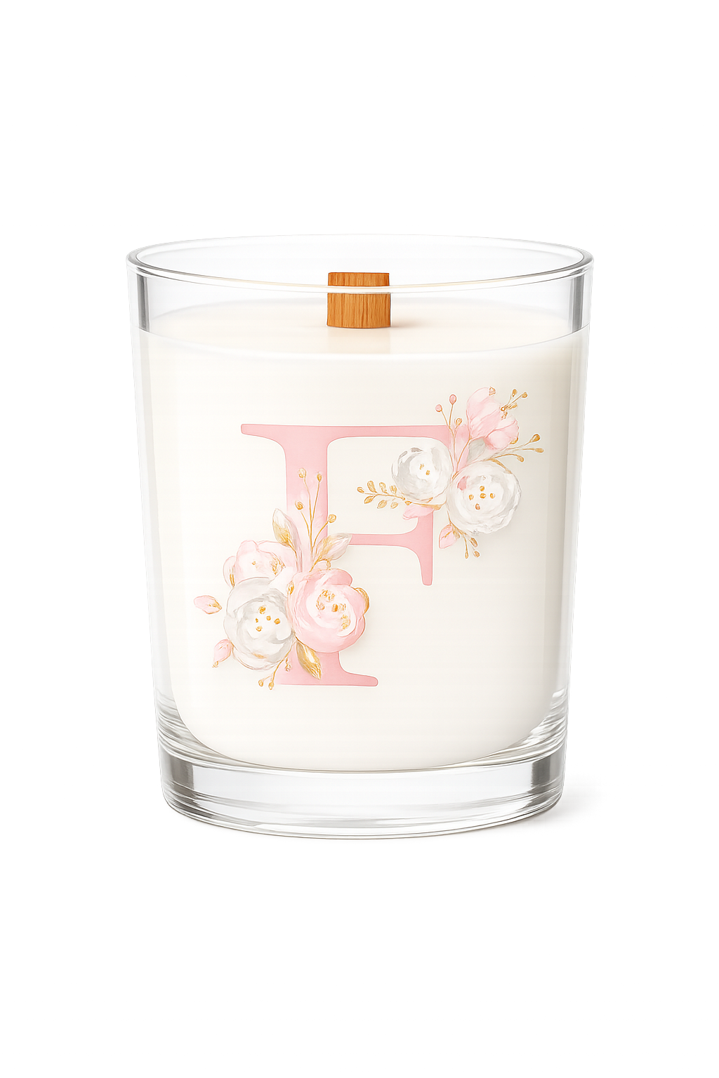 Harfli Çiçekli Kişiye Özel Soy Candle