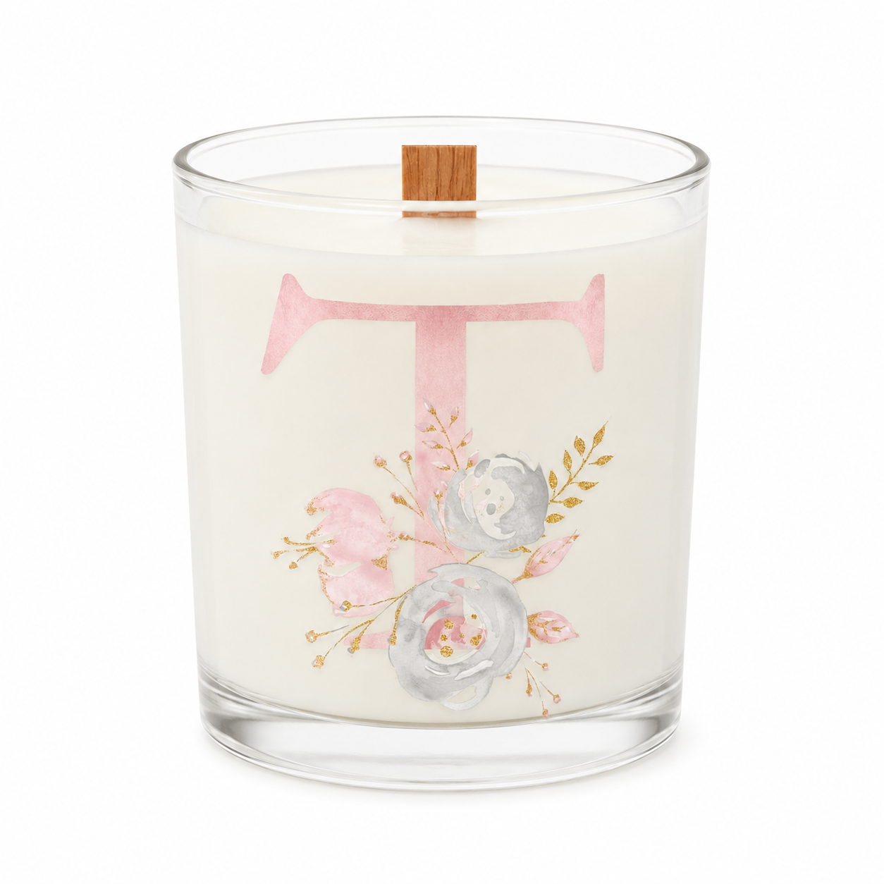 Harfli Çiçekli Kişiye Özel Soy Candle
