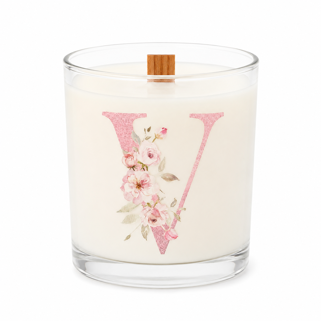 Harfli Çiçekli Kişiye Özel Soy Candle
