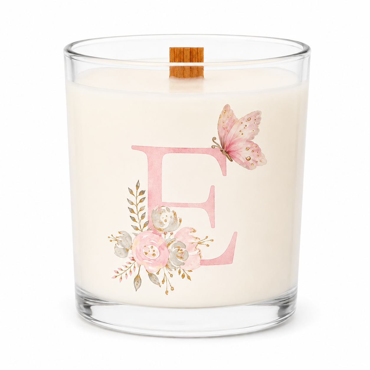 Harfli Çiçekli Kişiye Özel Soy Candle