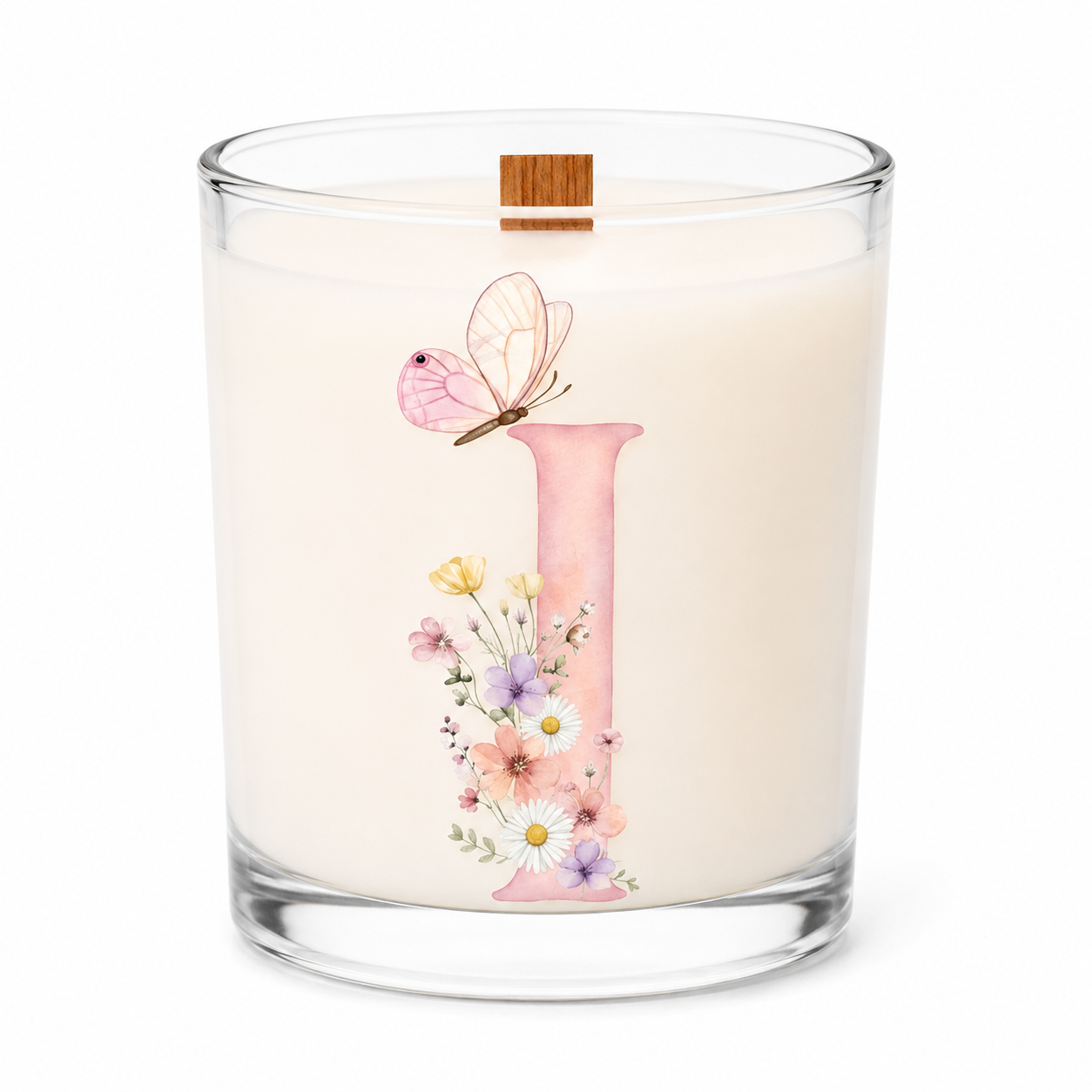 Harfli Çiçekli Kişiye Özel Soy Candle