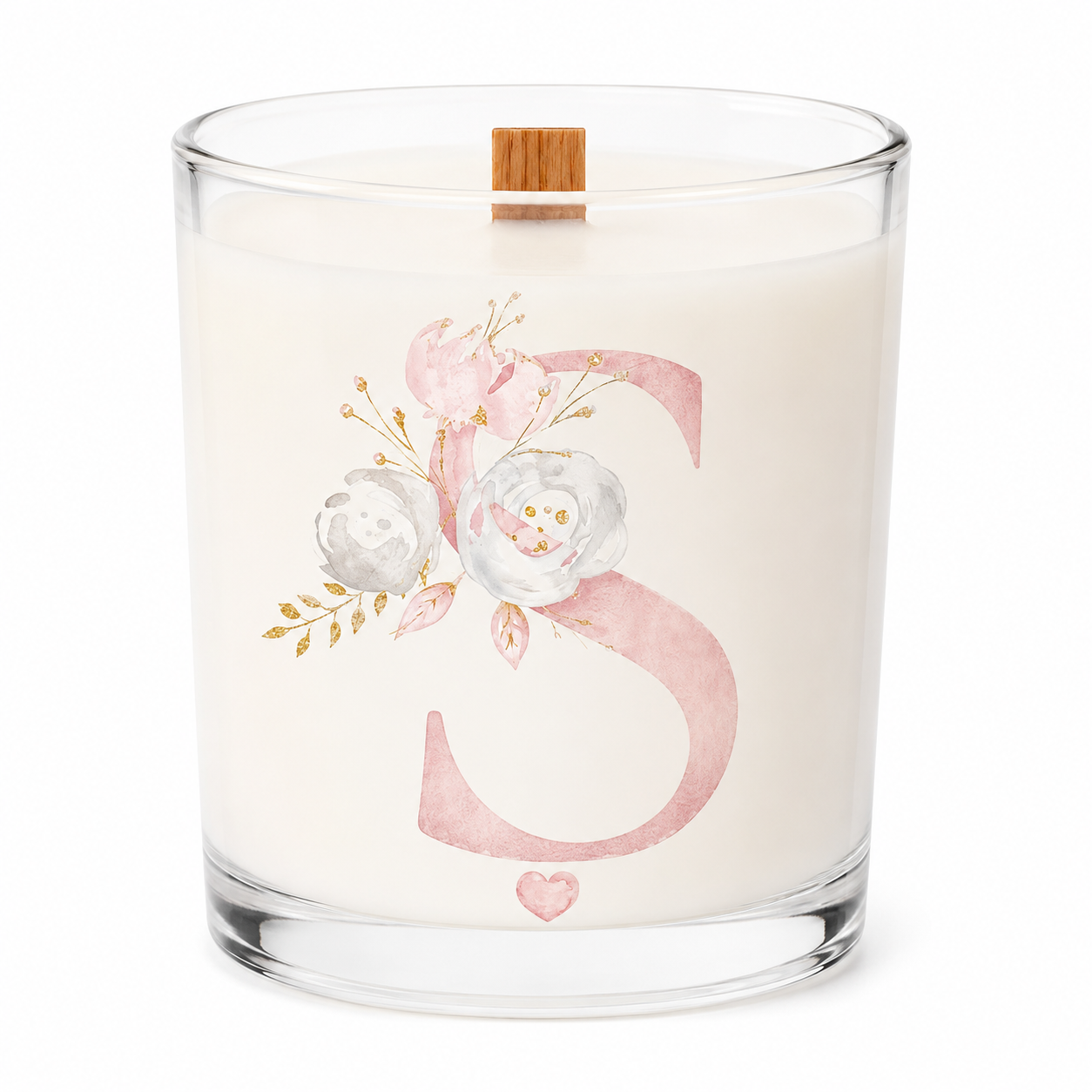 Harfli Çiçekli Kişiye Özel Soy Candle