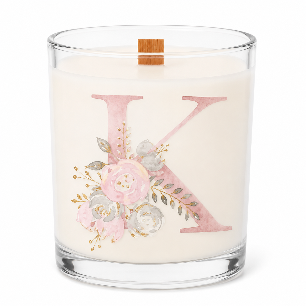 Harfli Çiçekli Kişiye Özel Soy Candle