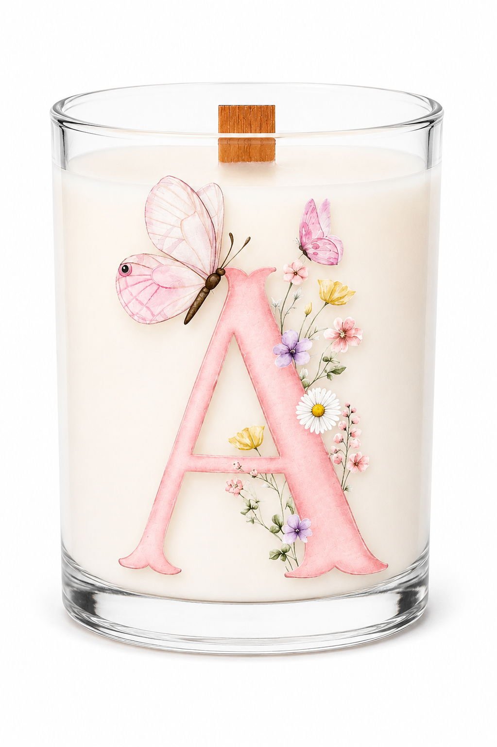 Harfli Çiçekli Kişiye Özel Soy Candle