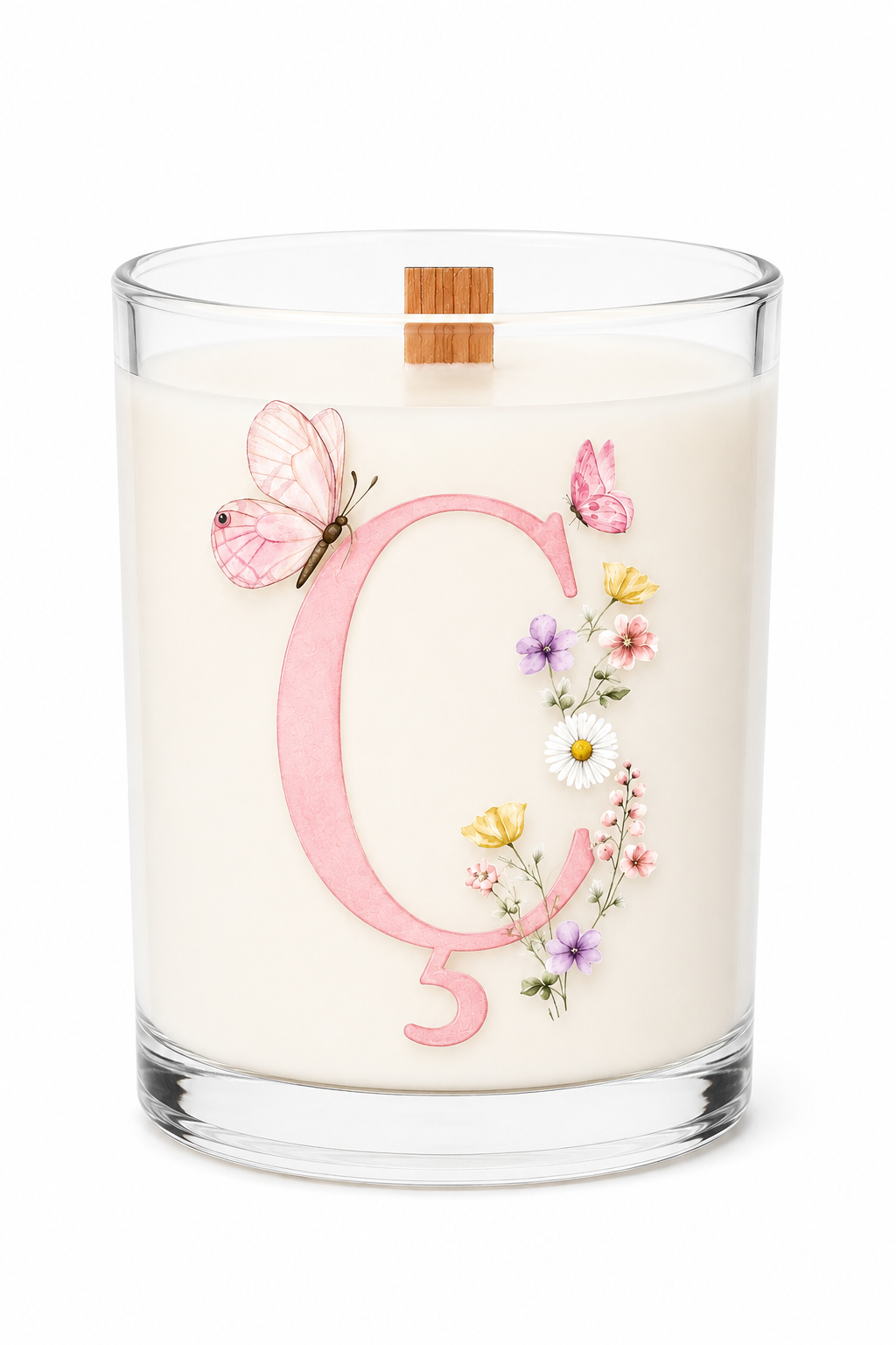 Harfli Çiçekli Kişiye Özel Soy Candle