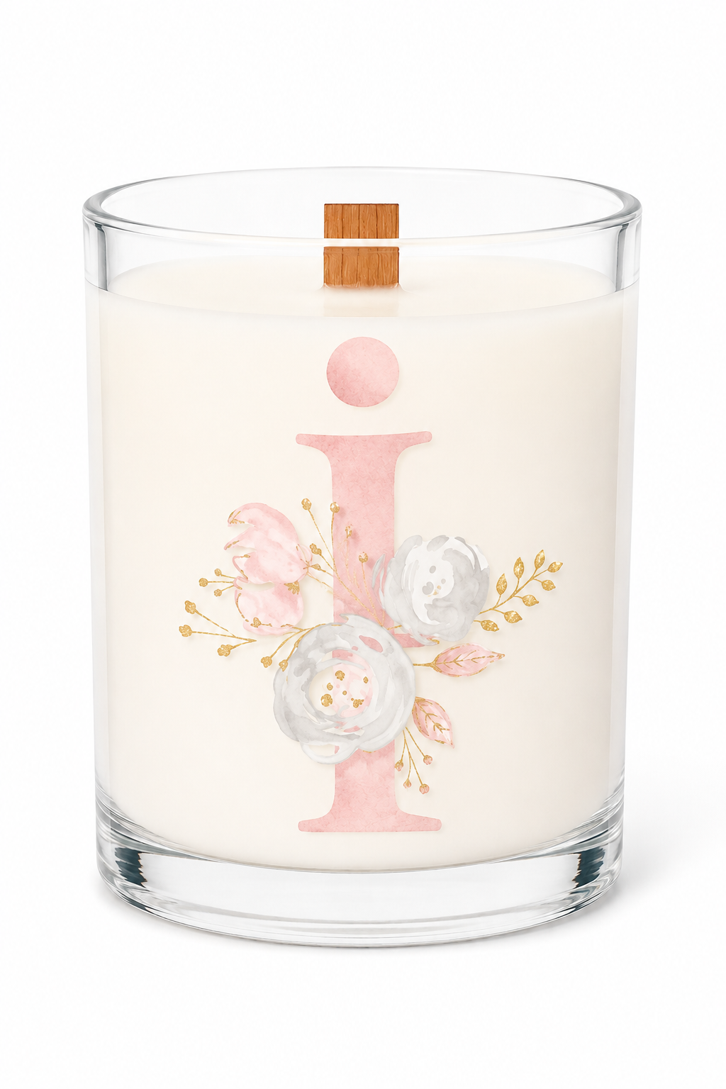 Harfli Çiçekli Kişiye Özel Soy Candle