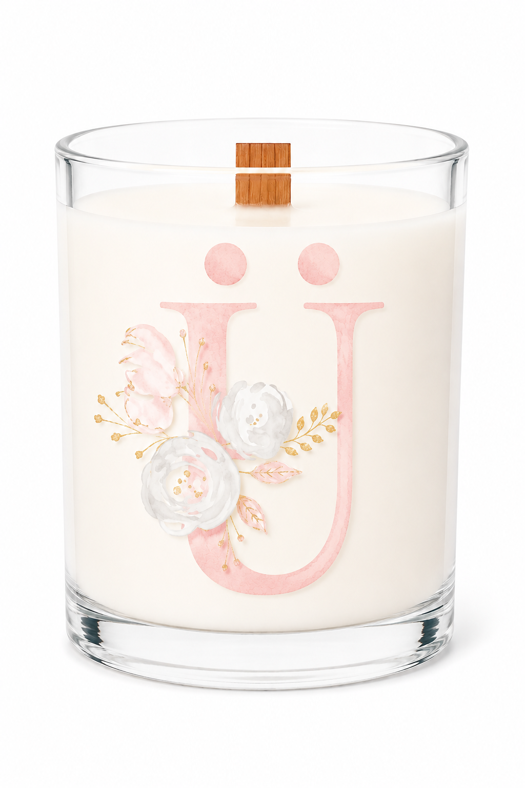 Harfli Çiçekli Kişiye Özel Soy Candle