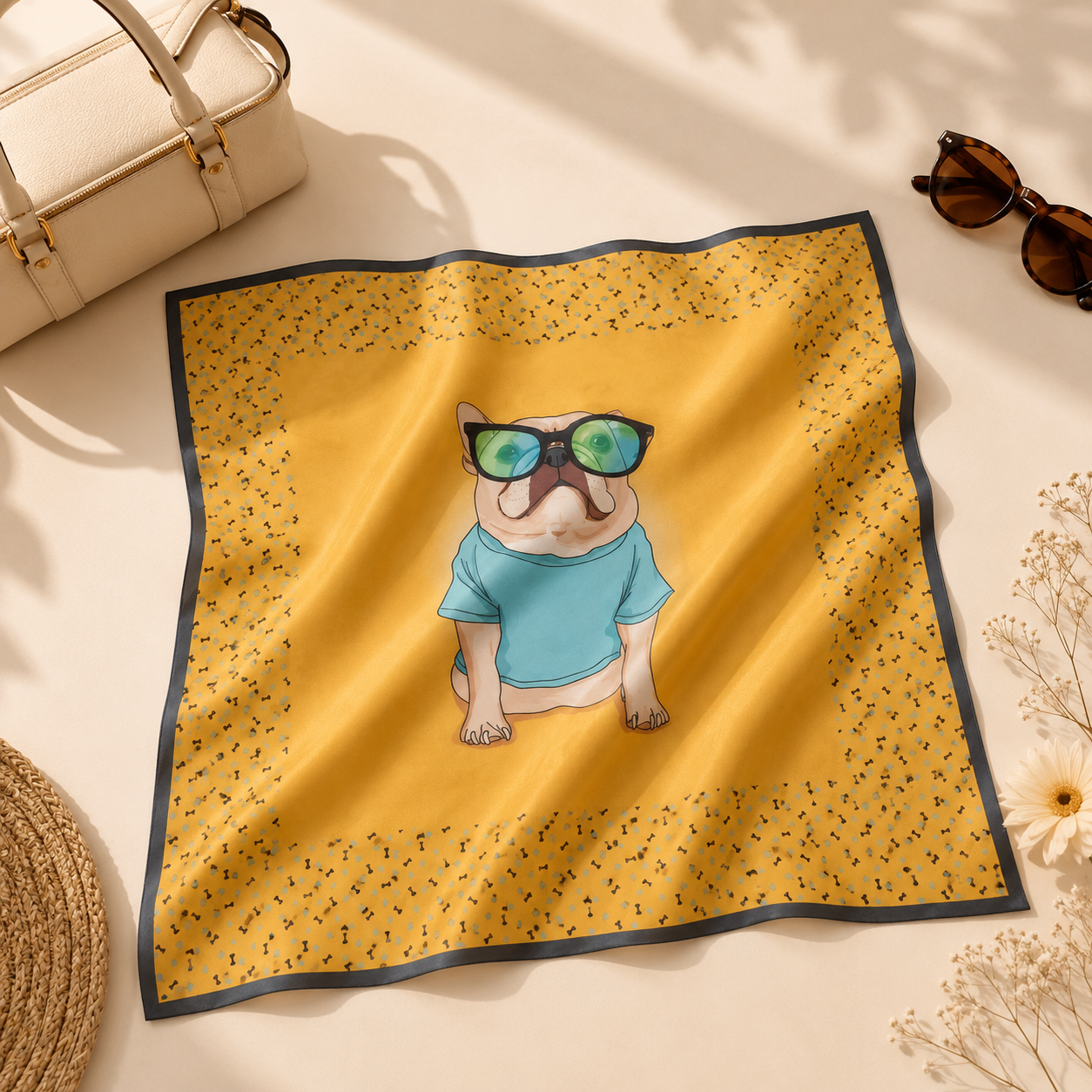 Bulldog Desenli Fular