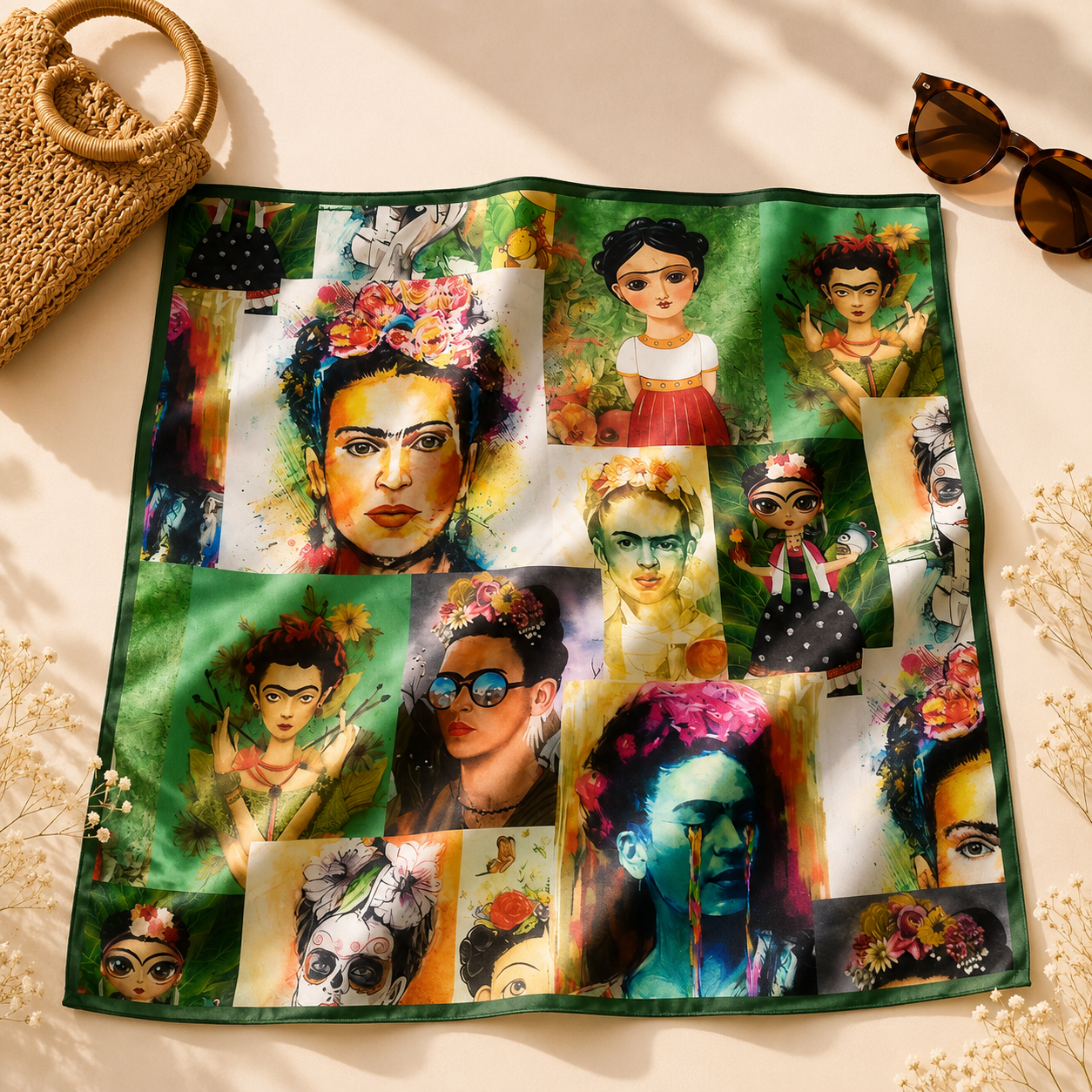 Frida Kahlo Desenli Fular