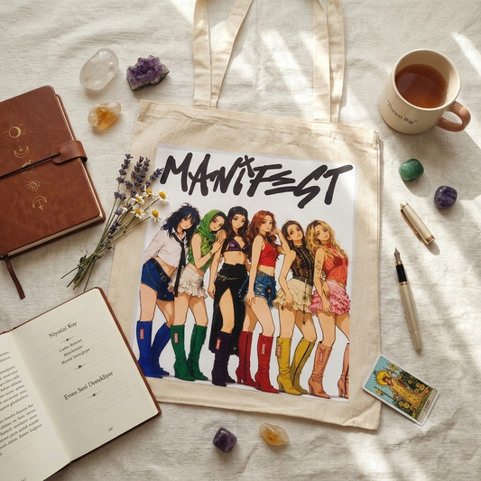 Manifest kız grubu anime baskılı DTF bez çanta 35x40 cm